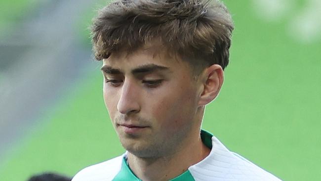 MELBOURNE, AUSTRALIA - NOVEMBER 13: Hayden Matthews of the Socceroos during a Socceroos training session at AAMI Park on November 13, 2024 in Melbourne, Australia. (Photo by Robert Cianflone/Getty Images)