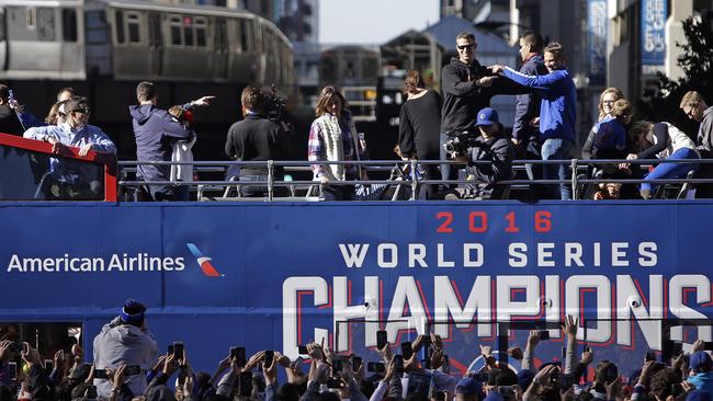 The Cubs celebrate their World Series title success in style.