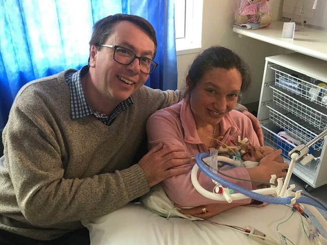 Michael Kenny with his wife Joanne and baby Evelyn, who needed heart surgery.