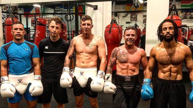 Azuma Bennett, far right, was shot eight times in Windsor Hills, a suburb in a rough part of South Central Los Angeles. Picture: Supplied