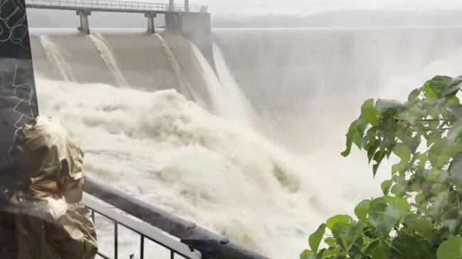 Wappa Dam overflowing on Sunshine Coast