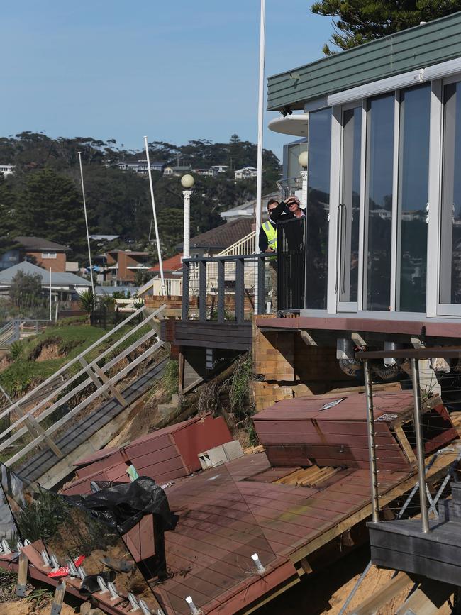 A collapsed outdoor BBQ deck. Picture: David Swift