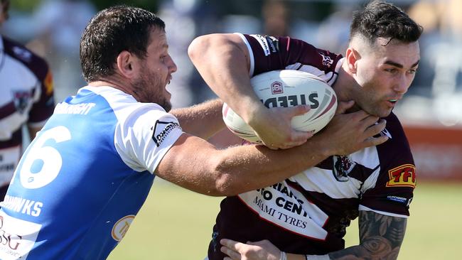 Jordan Scott, pictured earlier in the season against Tugun, was the only Burleigh Bear to score against Currumbin. Picture by Richard Gosling