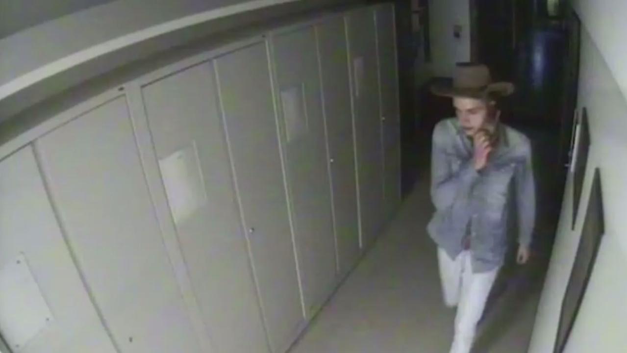 The man was seen wandering darkened corridors in Sydney’s Australian Museum. Pictures: NSW Police/Facebook.