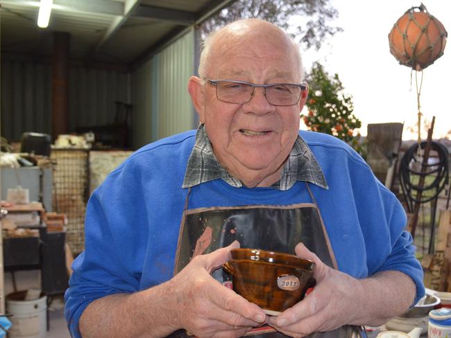 Ray Tainton created 413 pottery bowls for the Warwick Potters Association Hot Pots Soup Night on Thursday as part of Jumpers and Jazz in July.