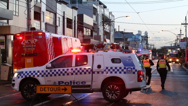 Part of Lygon St remains closed. Picture: David Crosling