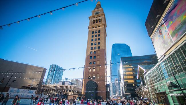 Ice skating in McGregor Square in Denver.