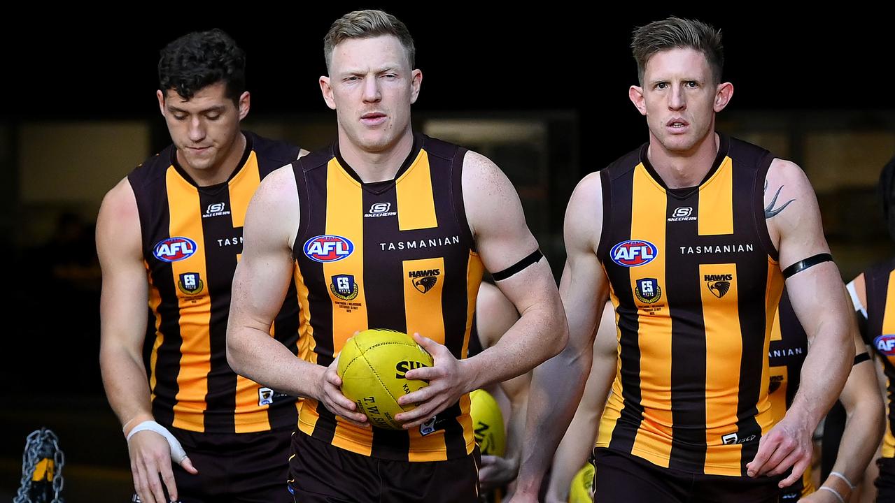 Hawthorn coach Sam Mitchell has no idea when the Hawks will be completely clear of the racism controversy surrounding the club, but captain James Sicily says the players have been ‘sheltered’ from the saga and that it hasn’t impacted them. Picture: Quinn Rooney / Getty Images