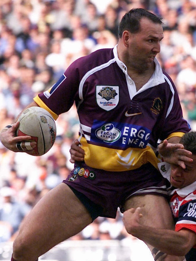 Michael Hancock (ball) during Brisbane v Sydney Roosters NRL Grand Final at Stadium Australia, Homebush. Photo: Mark Evans / News Corp Australia