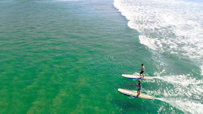 Motorised electric paddleboards are being used at Stradbroke Island. Picture: Contributed