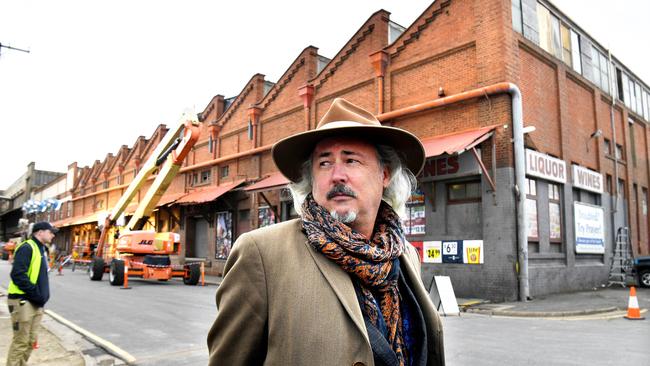 Producer E. Bennett Walsh in front of the set where filming took place today. Picture: Tricia Watkinson