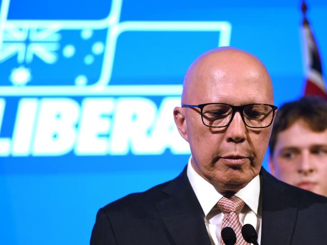 BRISBANE, AUSTRALIA - MAY 03: Opposition Leader Peter Dutton concedes defeat during a Liberal Party election night event at W Hotel on May 03, 2025 in Brisbane, Australia. Anthony Albanese and the Labor Party secure a second term as Australians rejected Peter Dutton's pitch for a conservative shift amid persistent cost-of-living and housing concerns. Dutton's defeat marks a setback for the Liberal-National coalition, reflecting shifting voter preferences. (Photo by Dan Peled/Getty Images)