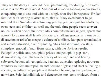 Rantings from the manifesto posted online.