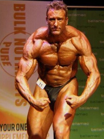 Mark Rodney Jones pictured competing in a body building contest. Jones has been convicted for the murder of Bradley Breward. Picture: Rx Muscle.