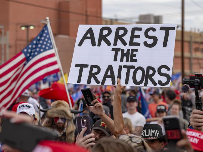 Supporters of US President Donald Trump protest in front of the Maricopa County Election Department while votes are being counted in Phoenix, Arizona. Picture: AFP