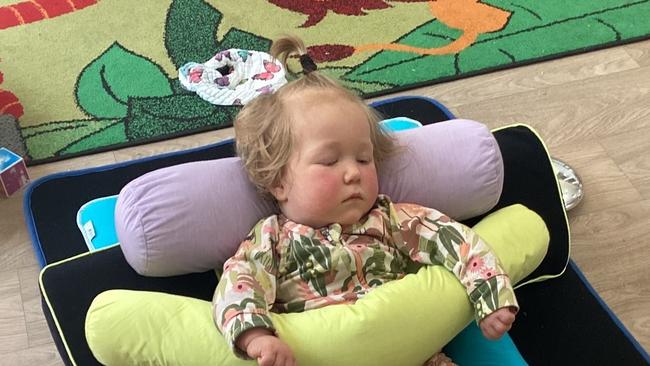 Mia has been diagnosed with a rare neurodegenerative disease, Tay-Sachs Disease, which eventually leads to blindness, deafness, and paralysis and ultimately her death. Picture: Supplied by family.