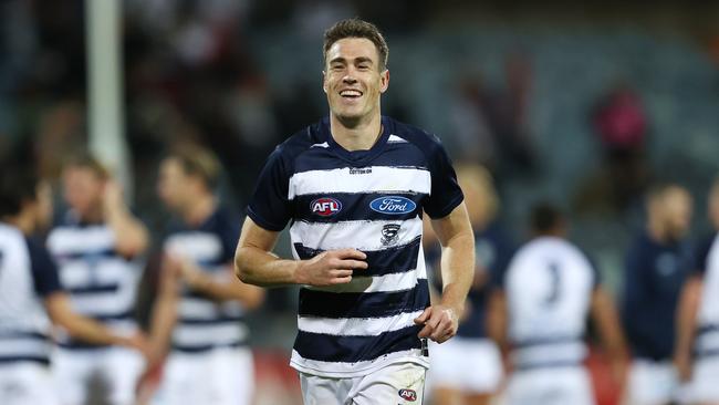 New recruit Jeremy Cameron has impressed in his first game for the Cats. Picture: Michael Klein.