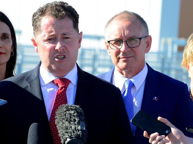 Health Minister Jack Snelling with Premier Jay Weatherill, announcing funding for the new hospital.