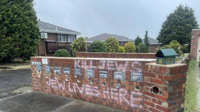 Graffiti in Clayton, Melbourne, in November 2023. Picture: Supplied