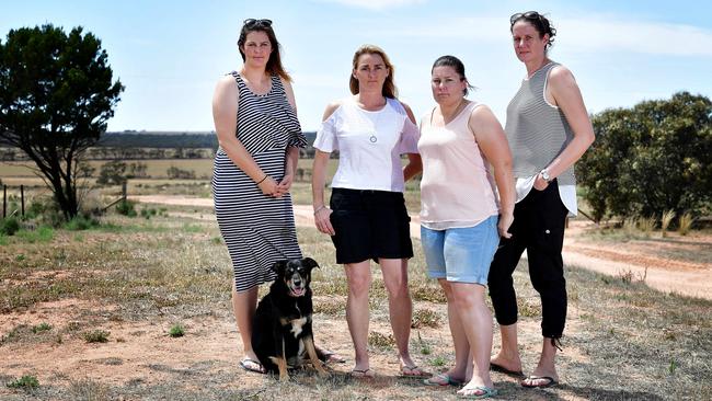 Campaigning against the nuclear waste depot in Kimba – and SA – is Toni Scott, Rachel Yates, Amy Koch and Kellie Hunt. Picture: Bianca De Marchi