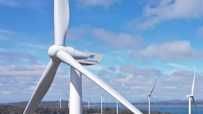 A Goldwind turbine installed at Cattle Hill Wind Farm in Tasmania.