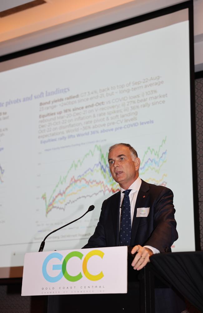 Malcolm Wood at the Gold Coast Central Chamber of Commerce Economic Health Check Breakfast 2024 at Mantra on View Surfers Paradise for Gold Coast at Large. Picture: Portia Large