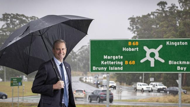 Liberal member Michael Ferguson after a funding announcement at the Huntingfield roundabout. Picture: Chris Kidd