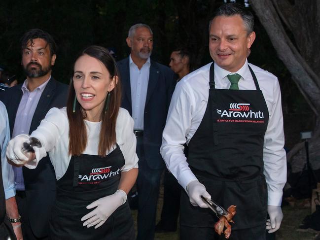 New Zealand Prime Minister Jacinda Ardern, left, and Climate Change Minister James Shaw. Picture: AAP