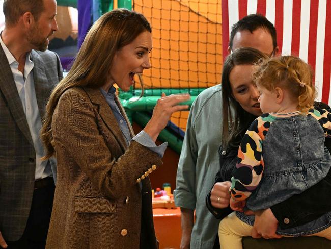 The royal pair during their visit to the soft play area inside the Aros Hall community hub in Tobermory, on the Isle of Mull. Picture: AFP