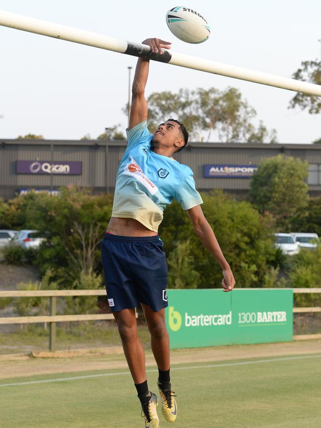 The Titans Junior Titans System players training at Parkwood. Jahream Bula is also a handy basketball player. Picture: Lawrence Pinder