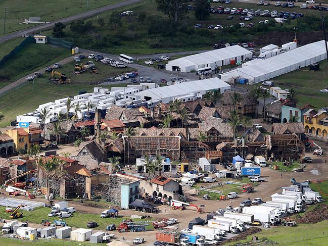 Actors and film crew on the set of Pirates of the Carribean 5,Dead Men tell no tales, at Maudsland on the Gold Coast. Picture Glenn Hampson.