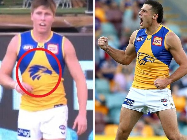 West Coast defender Harry Edwards was wearing a slightly different jersey to his teammate.