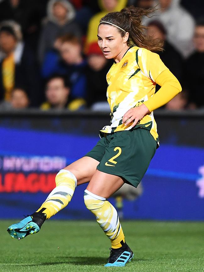 Jenna McCormick passes during the friendly against Chile in Adelaide. Picture: Mark Brake/Getty Images