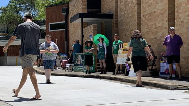 Voters are greeted at Lismore High School during the December election.