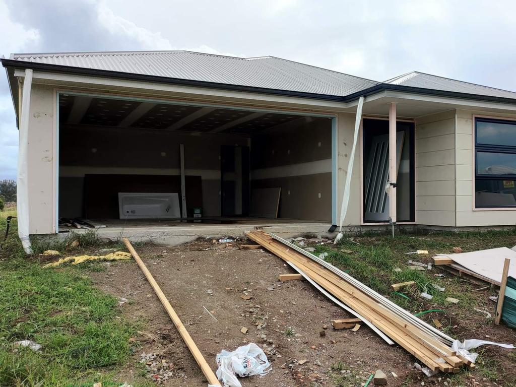 Their home was left unfinished and vulnerable to vandals after the builder collapsed. Picture: Supplied.