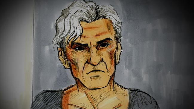 A court sketch of former AFL player and coach Dani Laidley during a bail hearing at Melbourne Magistrates Court. Picture: AAP