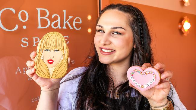 Georgie Chiarella will be selling her Taylor Swift themed biscuits at Richmond pop-up bakery Co. Bake Space on the weekend of her Melbourne tour. Picture: Ian Currie