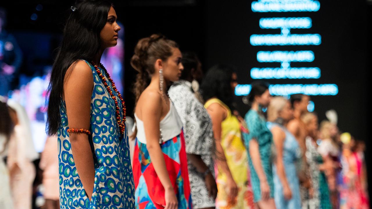 2024 Country to Couture at the Darwin Convention Centre showcases hand-designed First Nations fashion. Picture: Pema Tamang Pakhrin