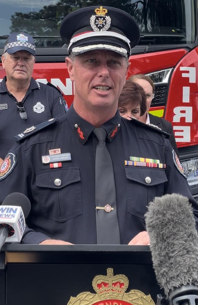 Queensland Fire and Emergency Services Acting Assistant Commissioner Jason Lawler at the road safety briefing at Kitchener St Fire Station on December 14. Photo: Jessica Klein