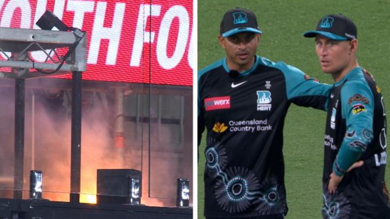 Game halted as DJ deck catches fire!