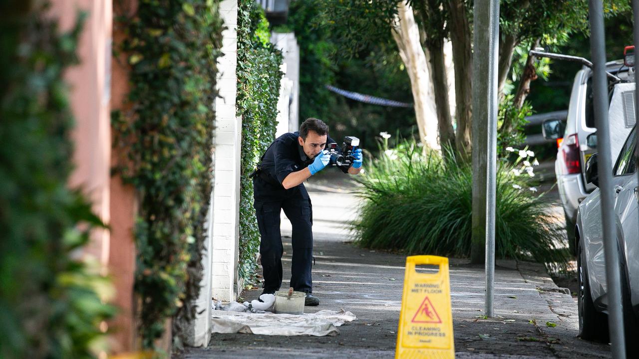 Police Forensics remain at the scene on Magney St in Woollahra where a car was set alight. Picture: NewsWire / Gaye Gerard