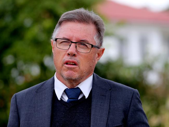 Catholic Education Diocese’s head of communications Mark Rix outside the St Bernadettes Primary school in Lalor Park. Picture: John Grainger