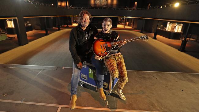 Powderfinger’s John Collins and the Grates’ Patience Hodgson on the Fortitude Music Hall stage. Picture: Lyndon Mechielsen