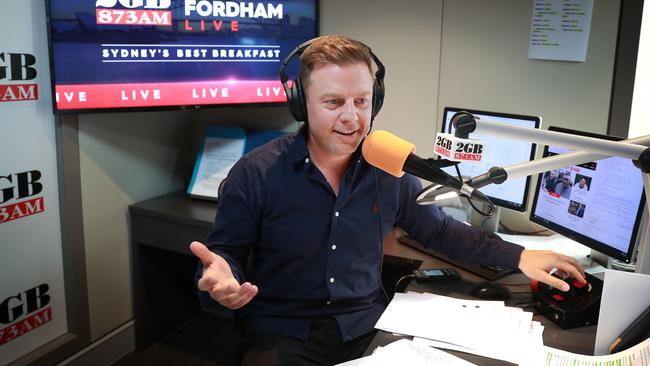 2GB radio host Ben Fordham in his Sydney studio. Picture: John Feder/The Australian.