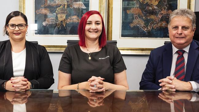 BATON CHANGE: Founder of Marino Lawyers, Charlie Marino has sold his longstanding Cairns legal firm to former senior associates Maree Mazur (left) and Letisha Cali.