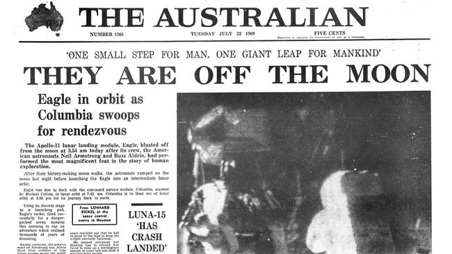 The Australian front page moon landing