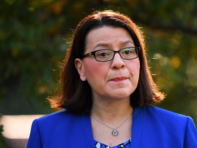 Victorian Minister for Health Jenny Mikakos addresses the media. Picture: AAP.