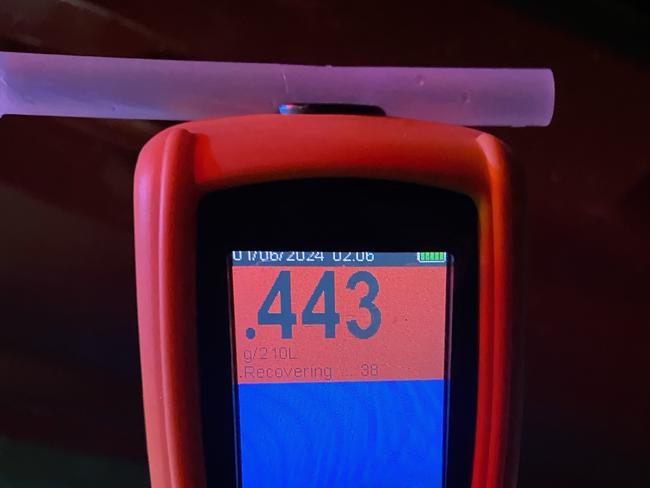 0.443 blood alcohol reading. PIcture: Supplied