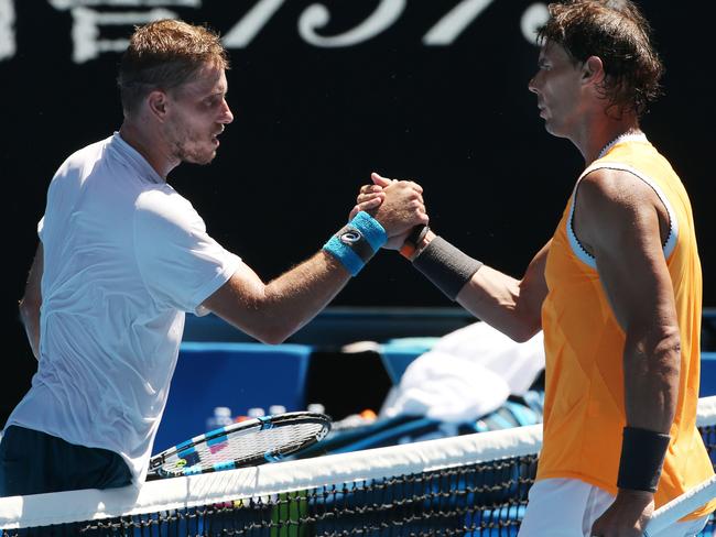 Australian Open Tennis. Day 1, 2019. James Duckworth v Rafael Nadal. Pic: Michael Klein