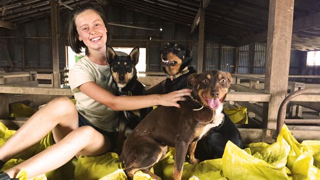 Sarah Toose with the manure she bagged and sold to raise money for her trip to Nepal.